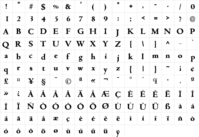 Centaur Bold font glyphpreview