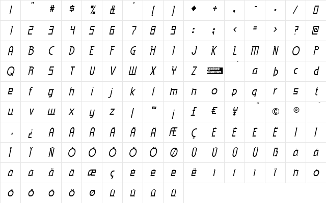 Eden Mills Italic font glyphpreview