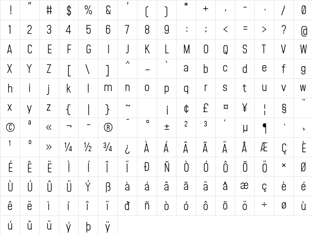 Mohave Light font glyphpreview