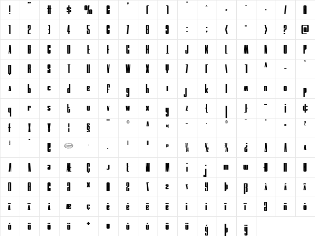 MOON Runner Regular font glyphpreview