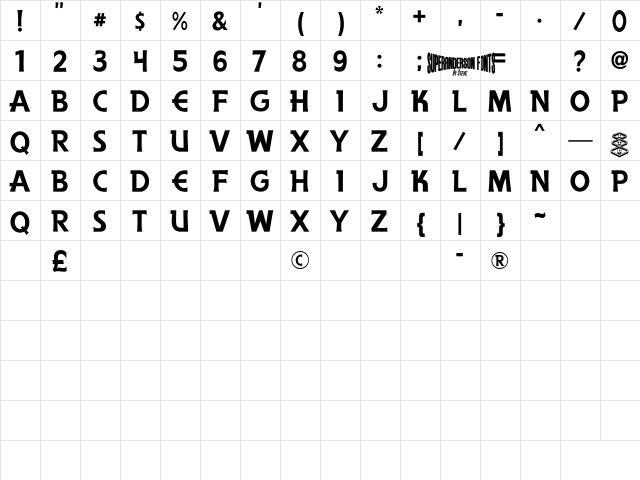 Anderson The Secret Service Regular font glyphpreview