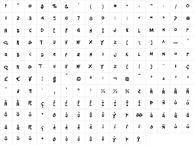 MosquitoFiesta Regular font glyphpreview