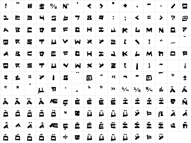 Quake & Shake Max Max font glyphpreview