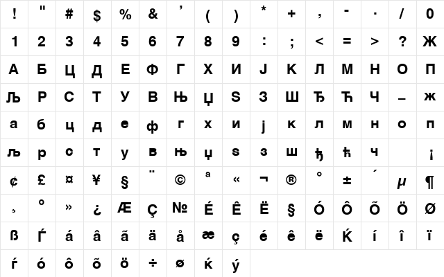 HelvCiril Bold font glyphpreview