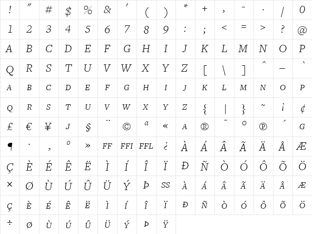 FreightText LightItalicSC font glyphpreview