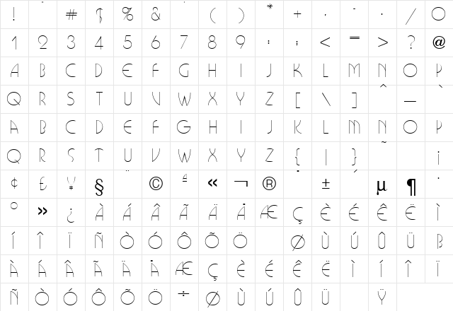 Busorama Light Regular font glyphpreview