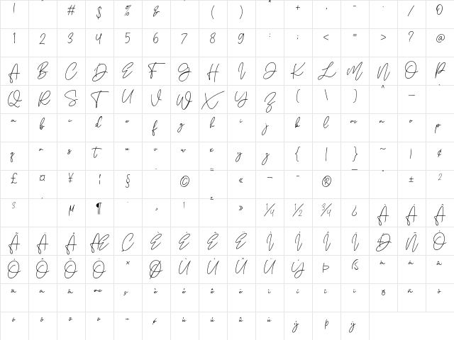 Aesthete Regular font glyphpreview