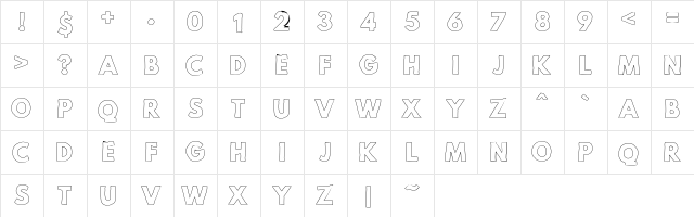 Mild Life Outline Personal Use Outline font glyphpreview