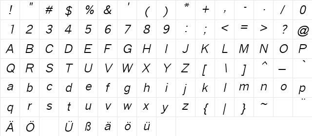QuickType II Italic font glyphpreview