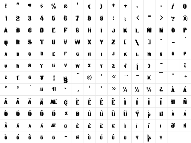 DeepFreeze Regular font glyphpreview