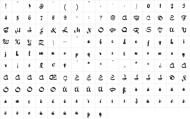 QuigleyWiggly Regular font glyphpreview