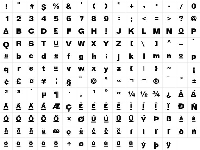 Master Regular font glyphpreview