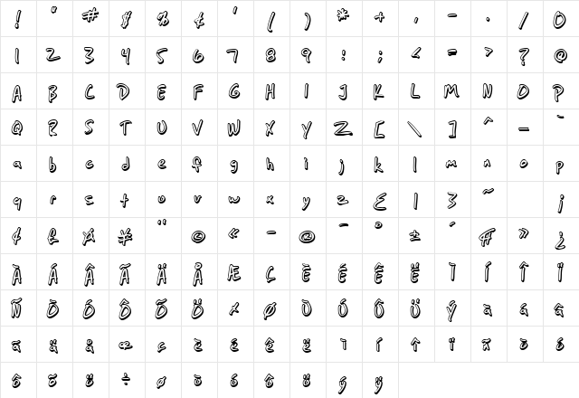 SF Grunge Sans Shadow Regular font glyphpreview