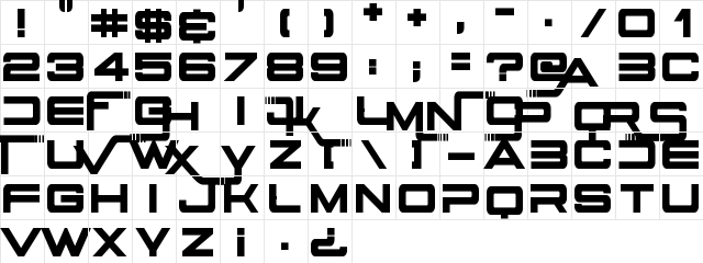 Stars Fighters Upright Regular font glyphpreview
