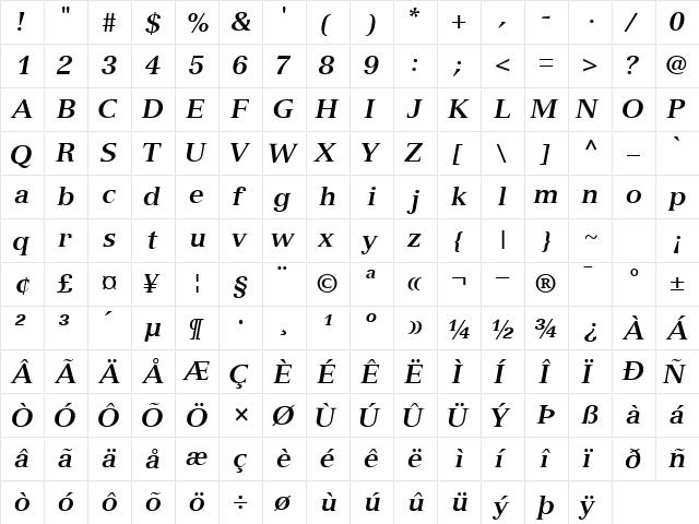 NuanceSSK Bold Italic font glyphpreview