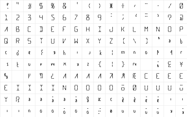Calculate 16 Grid Regular font glyphpreview