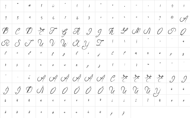 Rosella Script Regular font glyphpreview