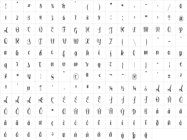 String Lines Regular font glyphpreview