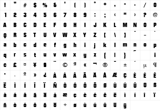 Diamante-Serial-Heavy Regular font glyphpreview