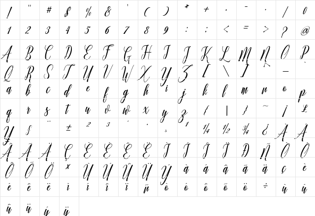 Truelike Regular font glyphpreview