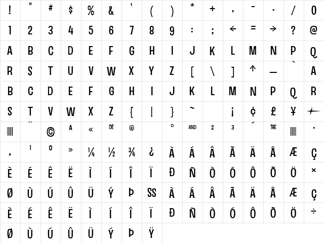 Sinzano Regular font glyphpreview