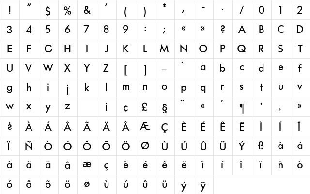 Futura-Medium Regular font glyphpreview