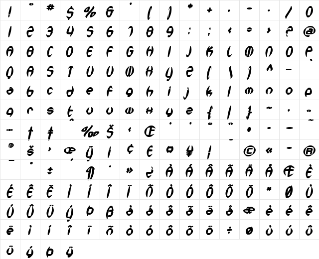 SF Synthonic Pop Bold Oblique font glyphpreview