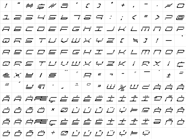 QuickQuick Super-Italic Italic font glyphpreview