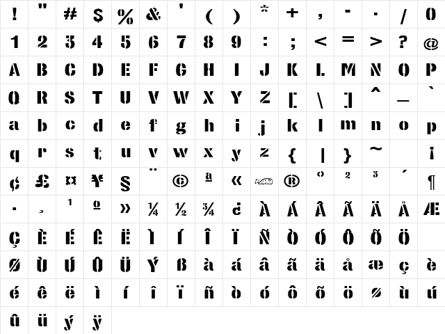 StencilSansExtrabold normal font glyphpreview