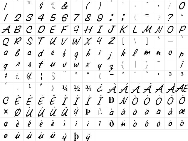 Elaine Regular font glyphpreview
