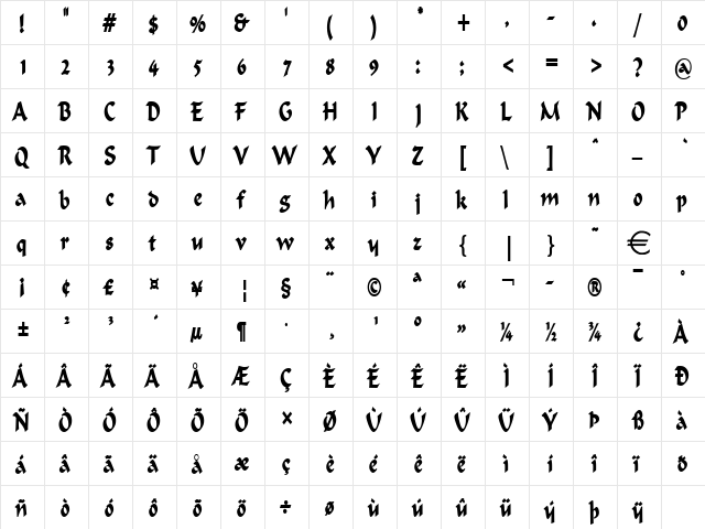 FlatBrushThin Bold font glyphpreview