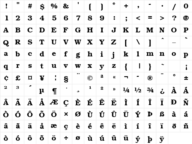 Brussels Demi font glyphpreview