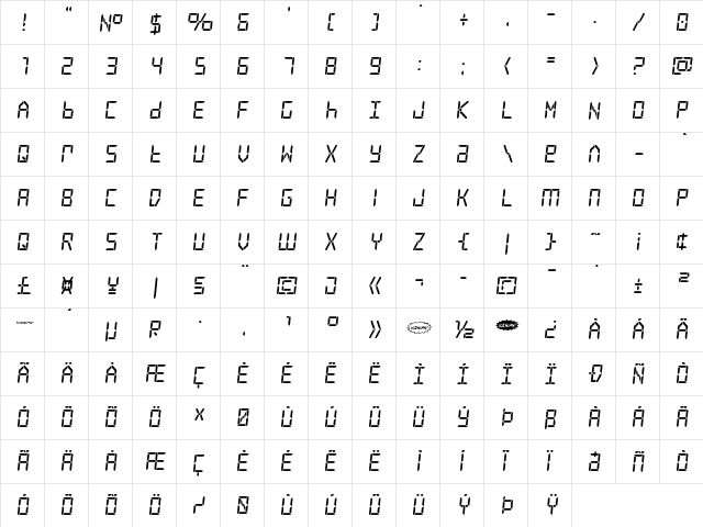 Frozen Crystal Regular font glyphpreview