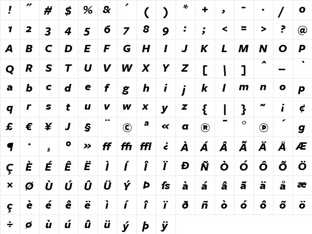 FreightSans BoldItalic font glyphpreview