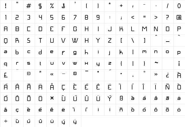 Lang Normal font glyphpreview