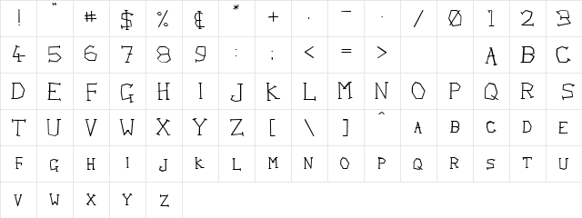 Scruffy Bugger Normal font glyphpreview
