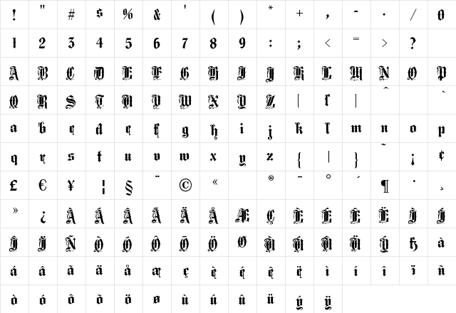 MiddleSaxonyText Regular font glyphpreview