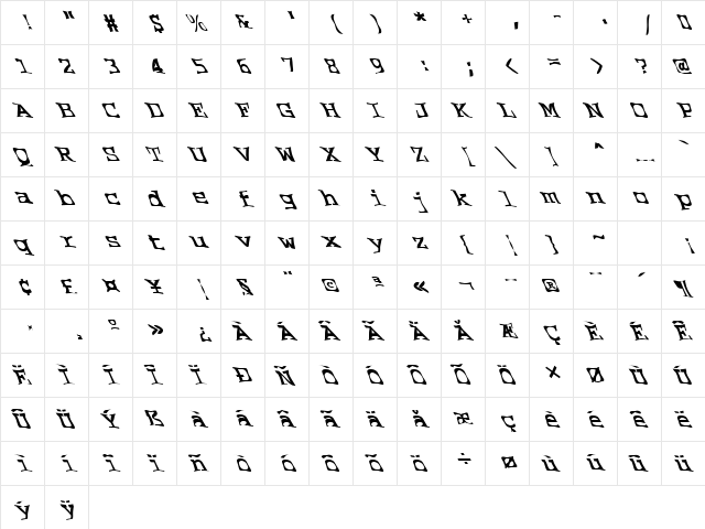 FZ WARPED 2 LEFTY Normal font glyphpreview