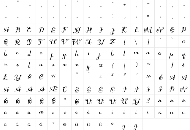Vialuna Regular font glyphpreview