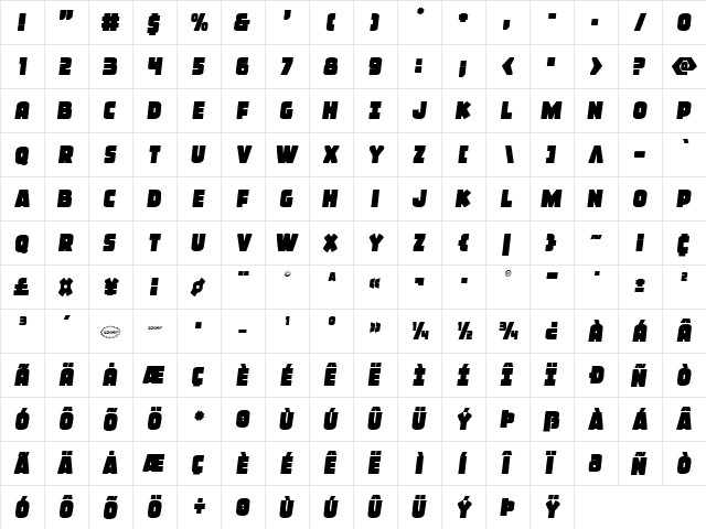 Frost Giant Semi-Italic Semi-Italic font glyphpreview