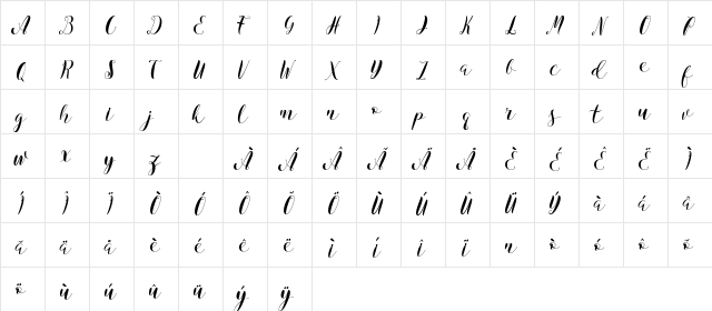 Virgina Regular font glyphpreview