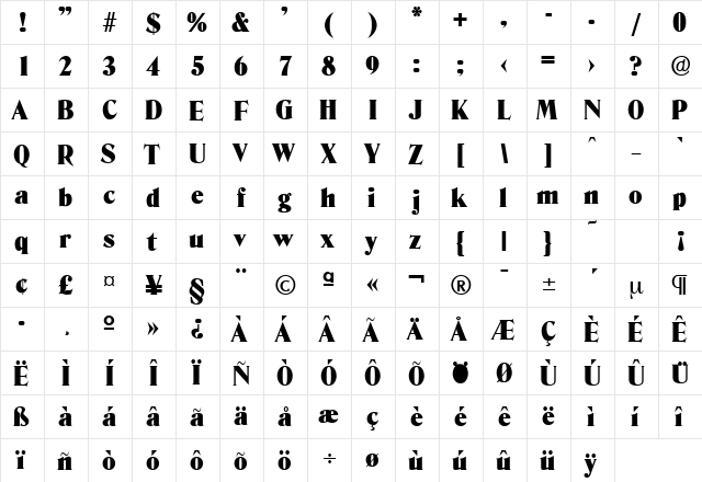 Denver-Serial-Black Regular font glyphpreview