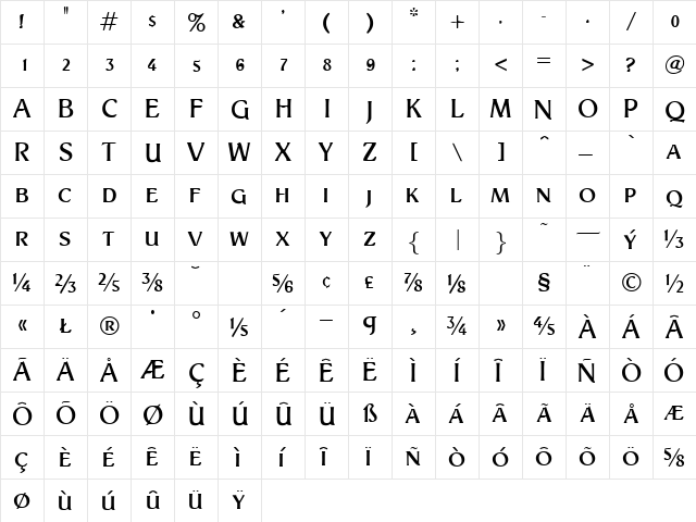 Turnpike Regular font glyphpreview