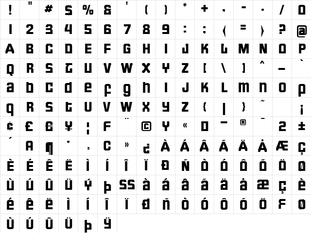 Formula U font glyphpreview