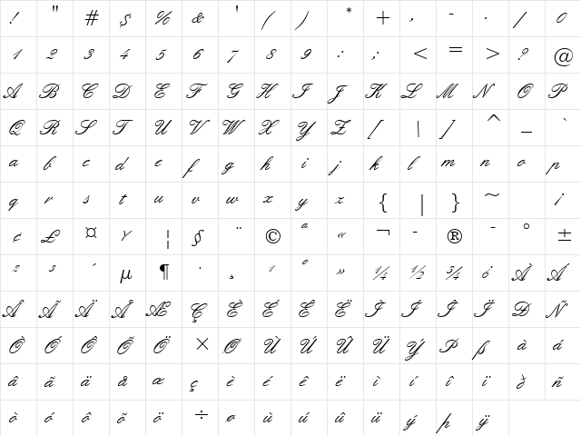 English157 BT Regular font glyphpreview