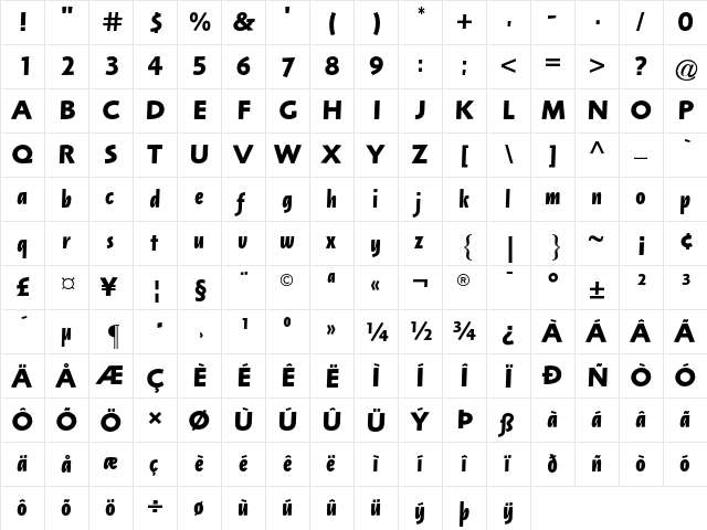 Arta AT Bold Italic font glyphpreview