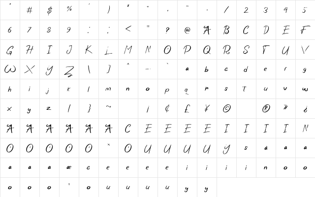 Wonder Scribble Regular font glyphpreview