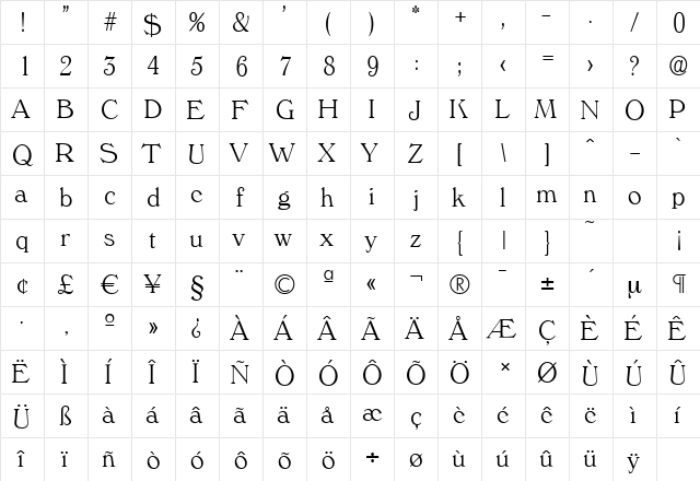 VeronaSerial-Xlight Regular font glyphpreview