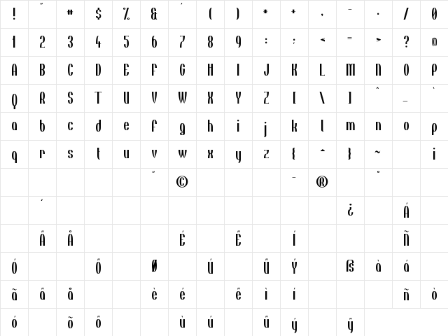 Tincushion Regular font glyphpreview