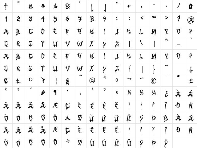 Ming Gothic Prima font glyphpreview